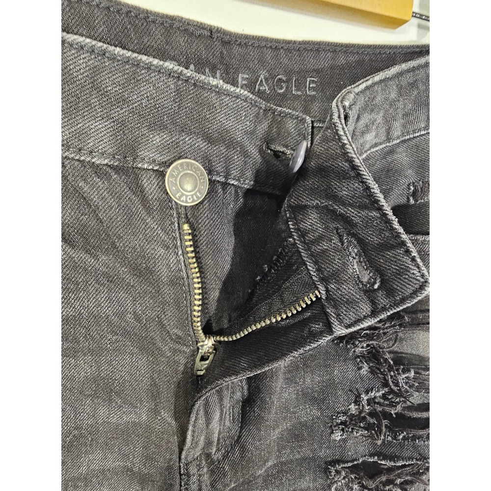 Classic Grundge Distressed Crossover American Eagle Denim Shorts Womens 2 Black - Picture 7 of 9